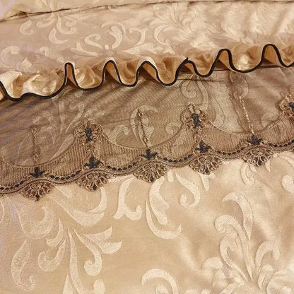 3-Piece Luxury Lace Bedspread with Thicken Bed Skirt