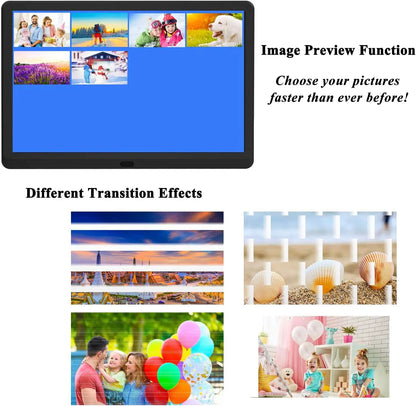 10"Digital Picture Photo Frame IPS Full-View Screen Photo Album 1280*800 Clock Calendar Video Player with Remote Control