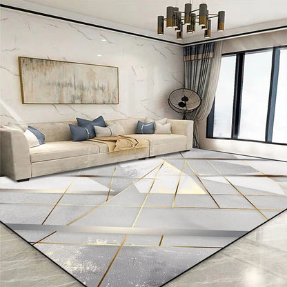 Modern Golden Geometric Non-slip Area Rug