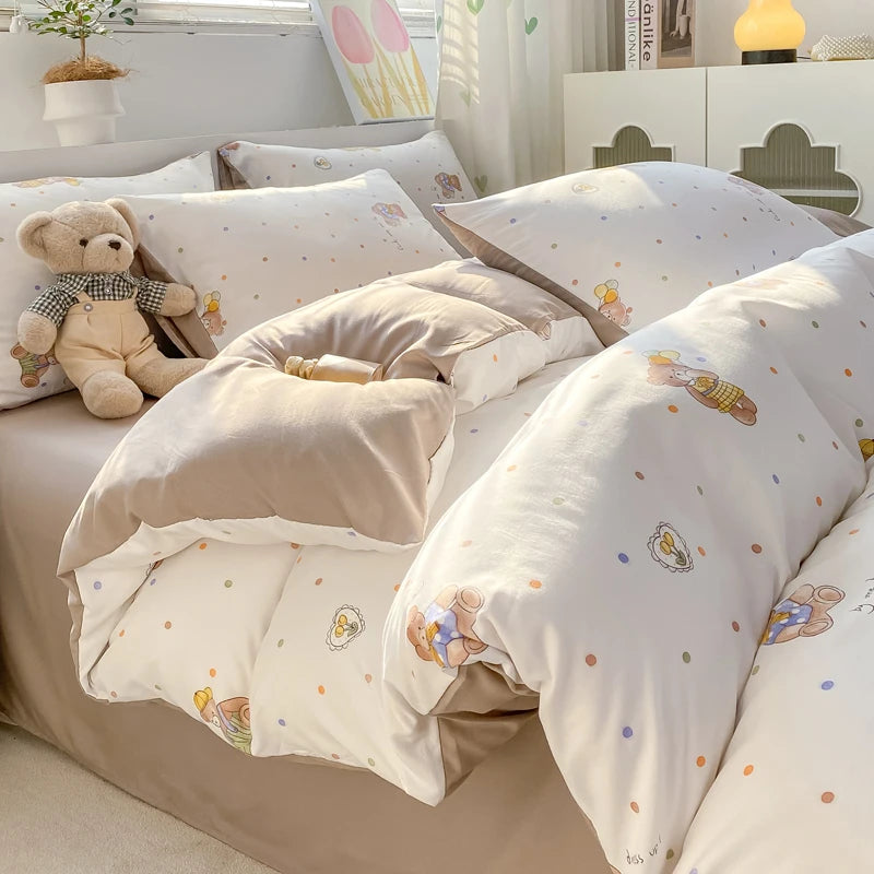 100% Washed Floral Bedding Set