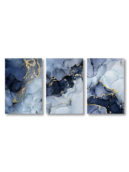3pcs Modern Gold Blue Marble Wall Art Posters Abstract Canvas Painting Prints Pictures Living Room Interior Home Decoration