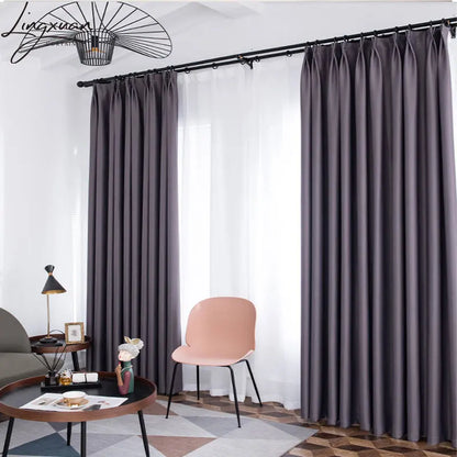 Modern Blackout Curtains For Living Room Window Thick Curtain For Bedroom Cloth Fabric Ready Made Drapes Blinds High Shading 95%