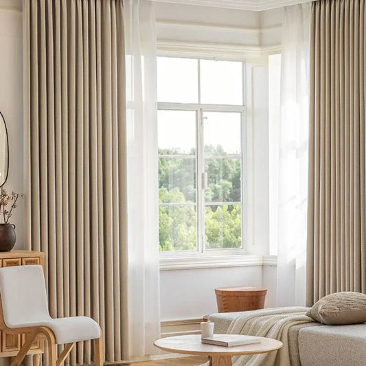 Custom Beige Chenille Luxury Curtains