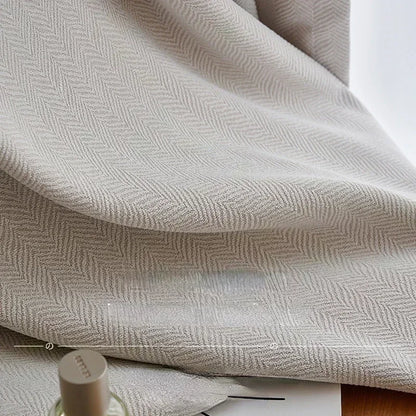 2025 new thickened French light luxury cream curtain cloth solid color bedroom living room full blackout sunscreen cotton linen