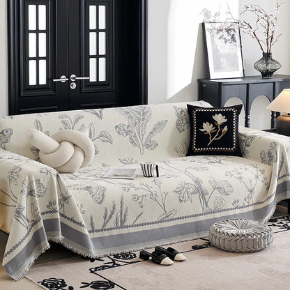 Vintage French Style Chenille Sofa Cover, Full Coverage for All Seasons, Luxury High-End Sofa Protector Slipcover