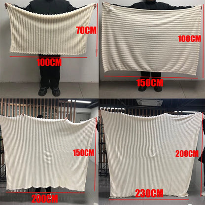 Simplicity Solid Color Thick Wide Strip Multifunctional Blanket Autumn Winter Flannel Bedroom Warm blanket Leisure Time Blanket