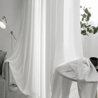 1PC White Tulle High Quality Sheer Curtains for Living Room Bedroom Window Solid Color Door Screen Party Drapes Partition Door