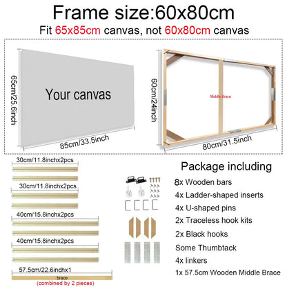 30x40 40x60 50x70cm Canvas Frame Wooden Frames Wooden Photo Oil Painting Canvas Diamond Painting Frames Canvas Wood Wall Frame