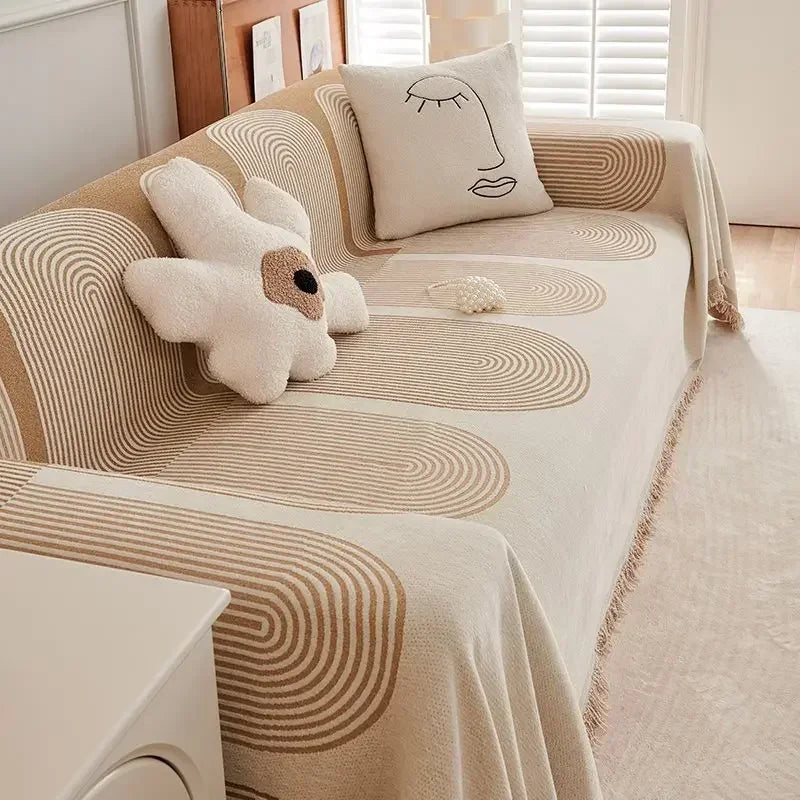 Nordic Tassel Throw Blanket Single Full Four Season Cotton Sofa Cover Dust Anti-cat Scratch Protection Cover Sofa Blanket Carpet