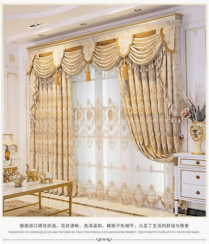 European Chenille Embroidery Luxury Curtains