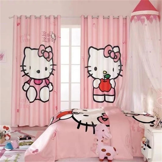 Kitty Pink Blackout Children's Room Curtains