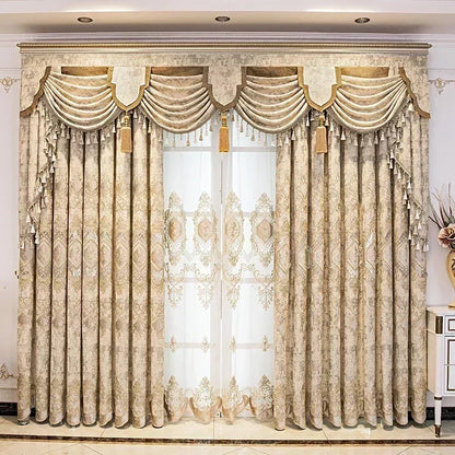 European Chenille Embroidery Luxury Curtains