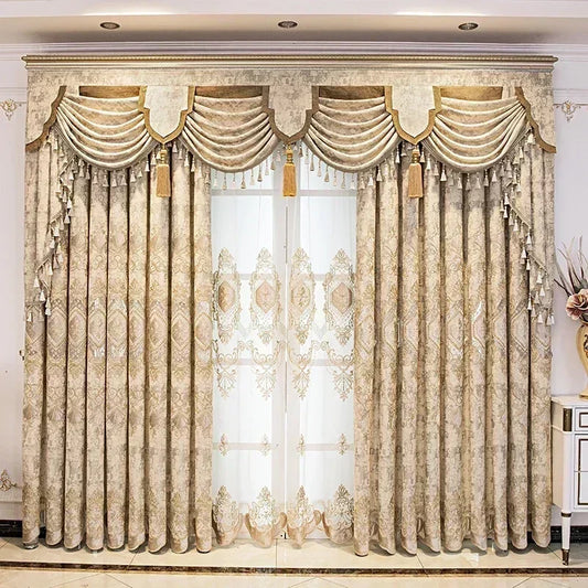 European Chenille Embroidery Luxury Curtains