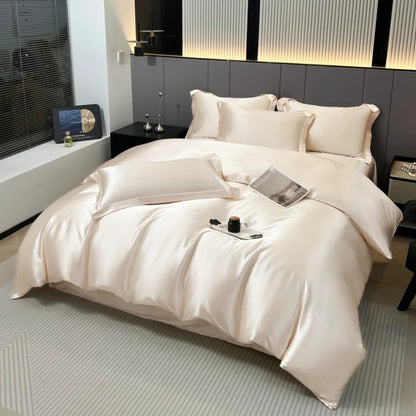 Luxury Bedding Set Solid Color Duvet Cover Bedsheet Pillowcase Smooth Satin Single Double King Queen Full Twin Size Quilt Cover