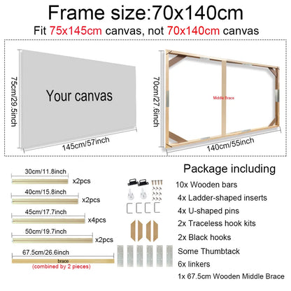 30x40 40x60 50x70cm Canvas Frame Wooden Frames Wooden Photo Oil Painting Canvas Diamond Painting Frames Canvas Wood Wall Frame