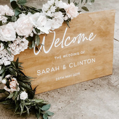 Wedding Welcome Sign Sticker Champane Mirror Gold Customized Wedding Party Welcome Vinyl Stickers for Wedding Bridal Shower Deco