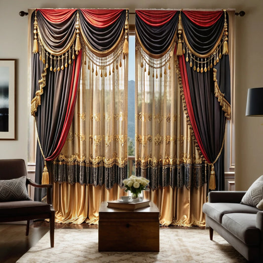 2 pieces of HD digital curtain printing simulation valance yellow European vintage pattern home decoration style decoration livi