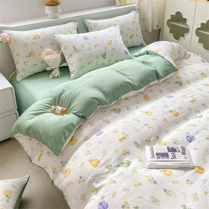 100% Washed Floral Bedding Set
