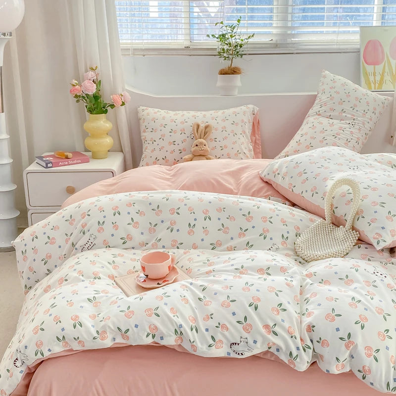 100% Washed Floral Bedding Set