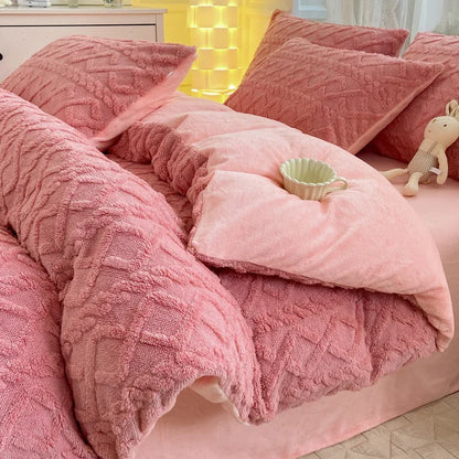Tafuru Milk Fleece Single Quilt Set Autumn/winter Thickened Warm Solid Color Duvet Cover 200x230 220x240 Bedding for Double Use