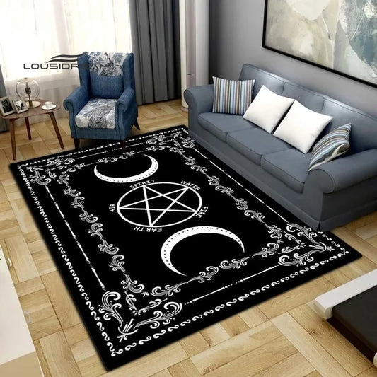 Gothic Witch Sacrifice Rugs Triple Moon Divination Home Living room Bedroom Large area soft carpet Halloween Decoration Rune # 6