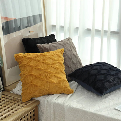 1pc Diamond Pattern Luxury Faux Fur Throw Pillow Cover, Deluxe Decorative Plush PillowCase, Cushion Cover Shell For Sofa Bedroom