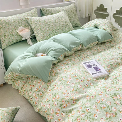 100% Washed Floral Bedding Set