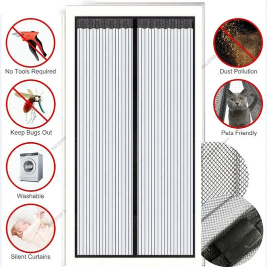 4Color 5Sizes Magnetic Mosquito Net Summer Anti Bug Fly Door Curtains Mesh Automatic Closing Door Screen Kitchen Sticker Curtain