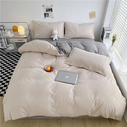 Purple Duvet Cover Microfiber Lavender Double Size Bedding Set,3pcs Comforter Cover with Zipper Closure Reverse Pink Quilt Cover