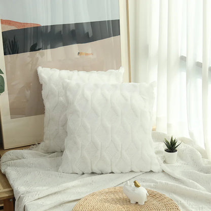 1pc Diamond Pattern Luxury Faux Fur Throw Pillow Cover, Deluxe Decorative Plush PillowCase, Cushion Cover Shell For Sofa Bedroom