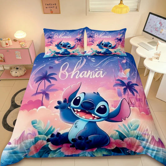 Cute Stitch Duvet Cover Kids Cartoon Bedding Set 3D Printed Comforter Cover Queen King Full Size for Bedroom Decoration