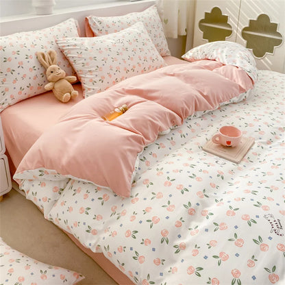100% Washed Floral Bedding Set