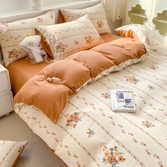 100% Washed Floral Bedding Set