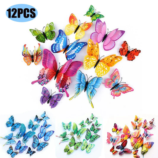 12pcs 3D Double Layer Butterfly Wall Stickers