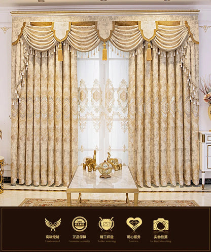 European Chenille Embroidery Luxury Curtains