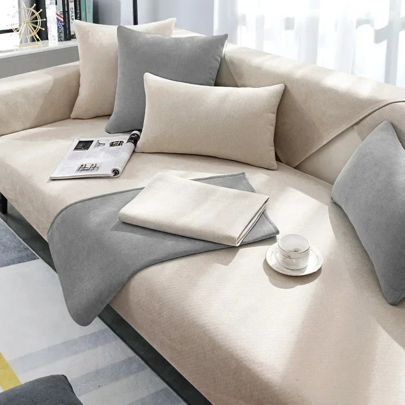 Four Seasons Universal New Chenille Non-Slip Sofa Cushion Simple Sofa Cover Towel Luxury Sofa Cushion Backrest Cover Home Decor