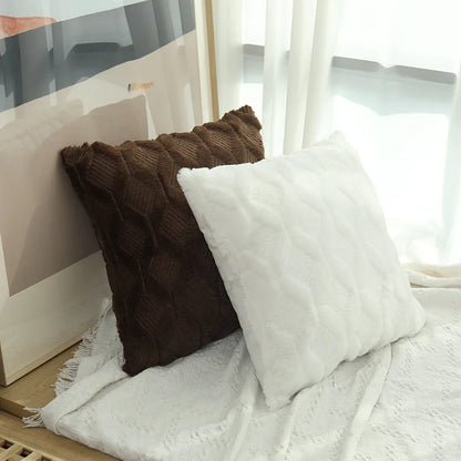1pc Diamond Pattern Luxury Faux Fur Throw Pillow Cover, Deluxe Decorative Plush PillowCase, Cushion Cover Shell For Sofa Bedroom