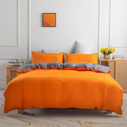 Winter Summer Orange Grey Bedding Set,Double Solid Side,duvet Cover+pillowcase (Excluding Filler) Bed Set,Queen Full King,2/3pc