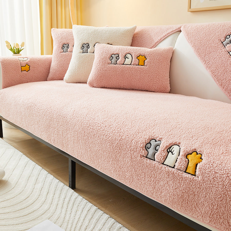 Non-slip Thick Lambskin Sofa Cushion
