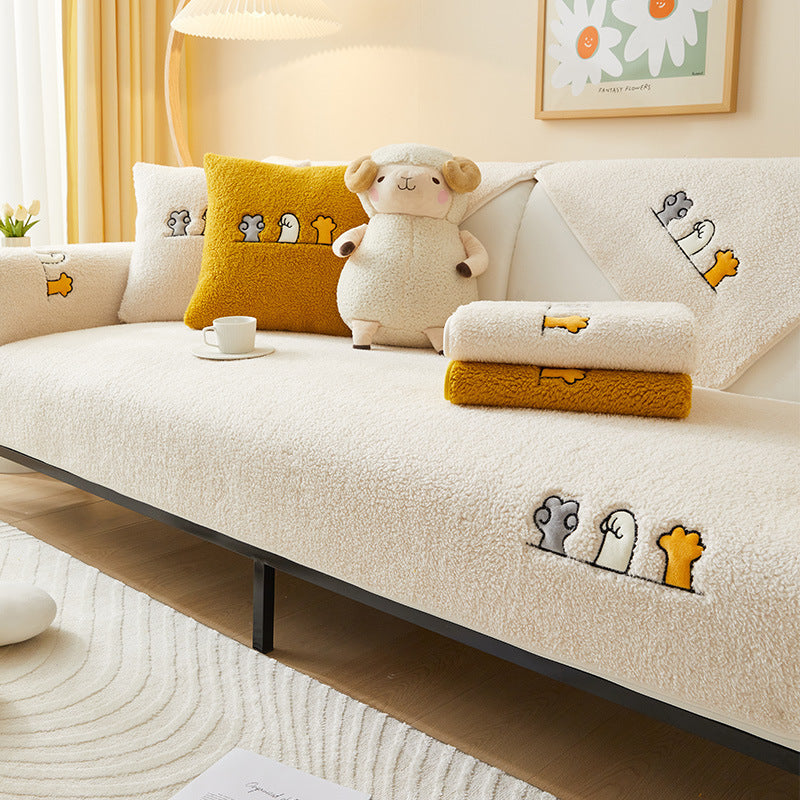 Non-slip Thick Lambskin Sofa Cushion