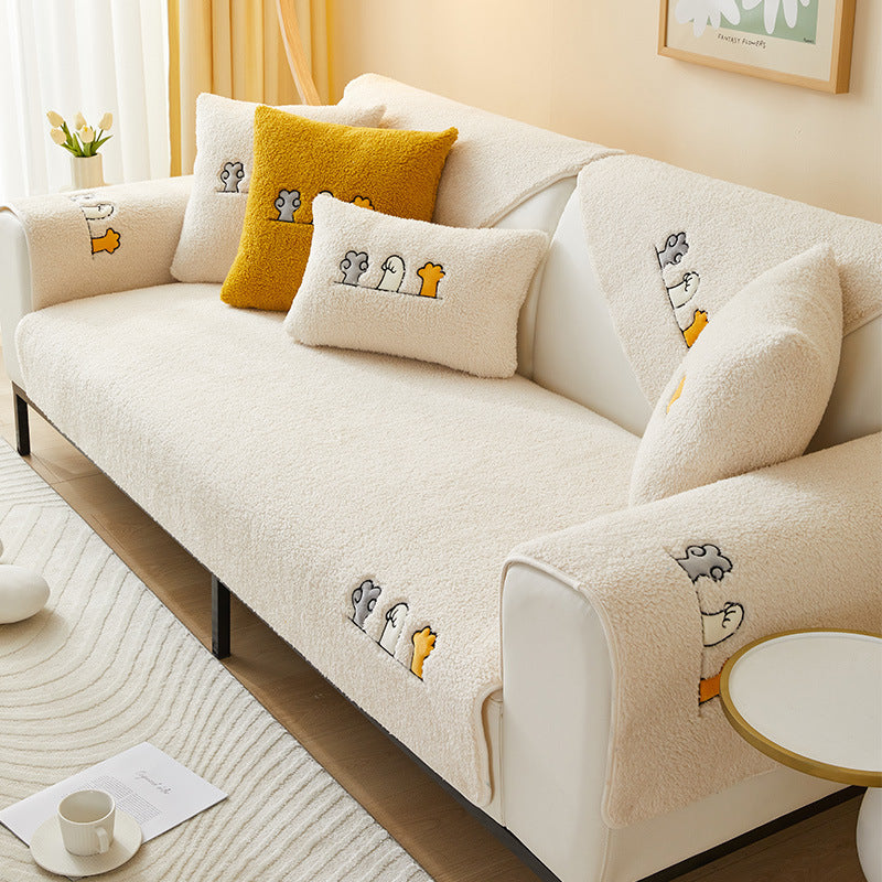 Non-slip Thick Lambskin Sofa Cushion