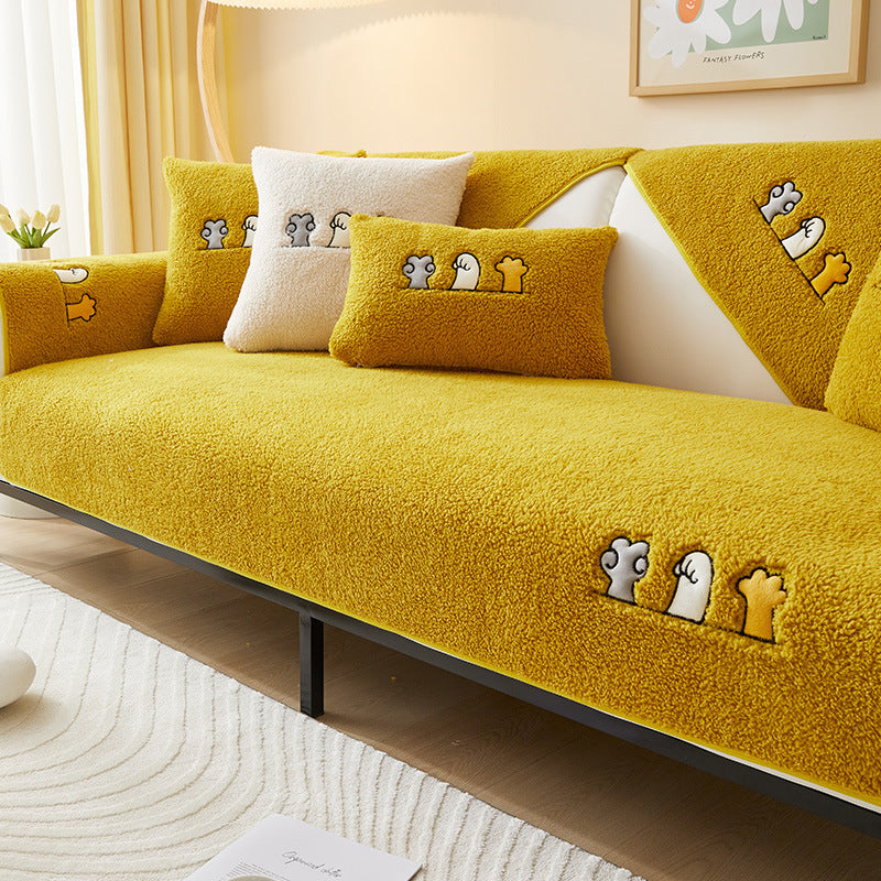 Non-slip Thick Lambskin Sofa Cushion