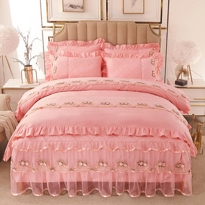 Pure Cotton Quilted Lace Bedspread Full